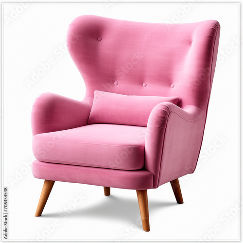 photography of a pink armchair isolated on a transparent background created with Generative Ai