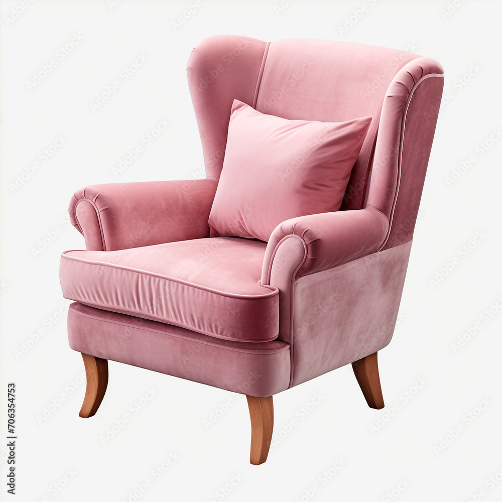 photography of a pink armchair isolated on a transparent background created with Generative Ai