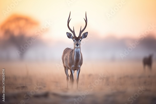 gazelle with the sunrise as a backdrop