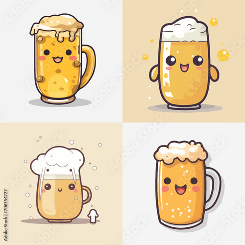 Kawaii Beer Vector Illustration