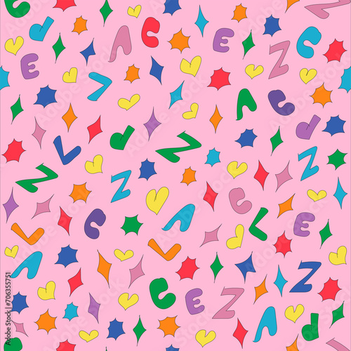 Seamless funny pattern with letters background illustration
