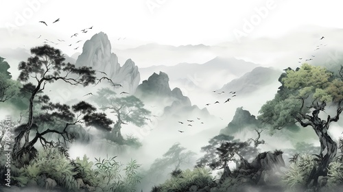 Chinese Ink Landscape Wallpaper Wall Mural