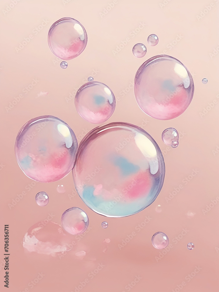 water color bubbles on light pink 2