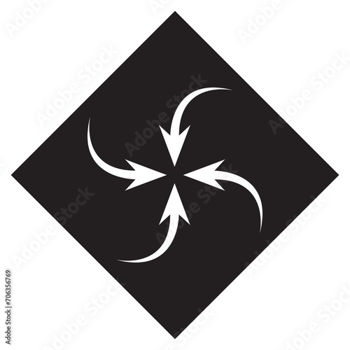 Inward arrow icon vector. Four Arrows logo design. Arrow pointing center vector icon illustration in rhombus isolated on white background