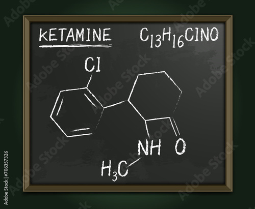 Ketamine, ketalar molecule. Structural chemical formula. Vector