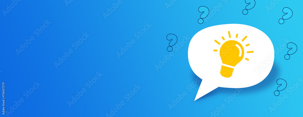 Question Insight Vector Glowing light bulb and Question mark on paper bubble. Concept idea or ...
