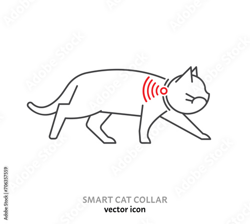 Smart pet collar icon. Cat tech gadgets sign.