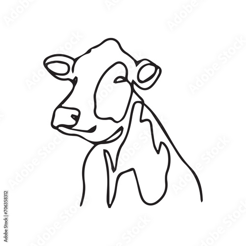 Continuous line drawing poster , one line drawing minimalist design cow one line art illustrations