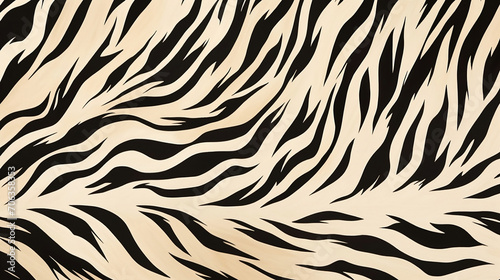 Black and white zebra pattern background  in the style of irregular organic forms  dark black and light beige  bold strokes  minimalist textiles  elongated figures  bone  strip painting
