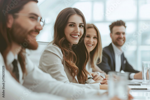 Macro Businessman Smiling Meeting on the table in the room