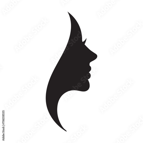 Beauty girl side face logo silhouette