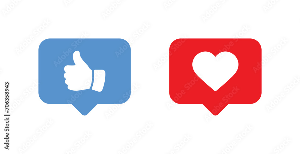 Social Media Reaction Icons Set - Heart, Like, Thumbs Up Symbols Social Media Reaction Icons Set - Heart, Like, Thumbs Up Symbols
