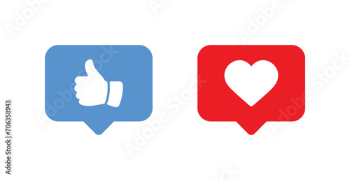 Social Media Reaction Icons Set - Heart, Like, Thumbs Up Symbols