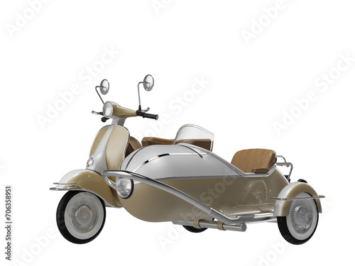 vintage golden scooter isolated on white empty background