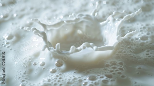 Fresh Milk crown splash in a milk pool. Viewed from the top. With circle ripples.