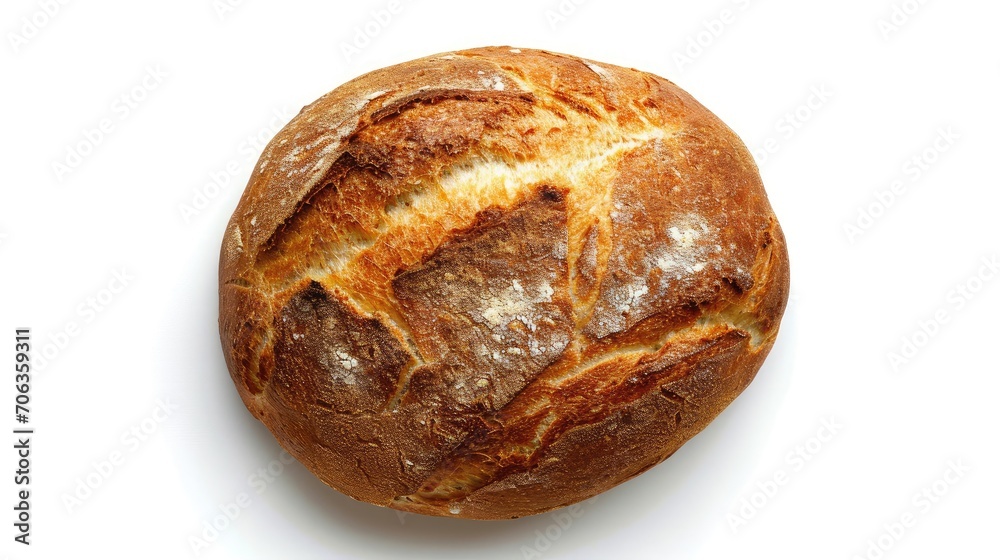 freshly baked bread isolated on white background, top view freshly baked bread isolated on white background, top view