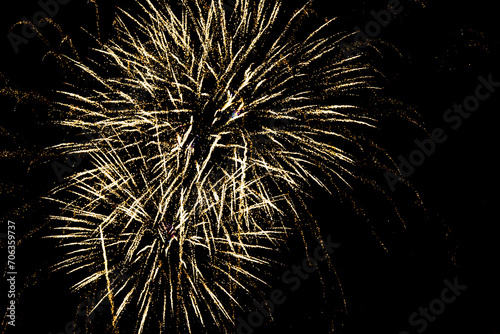 Fireworks lighting up the night sky. Pyrotechnics, abstract 