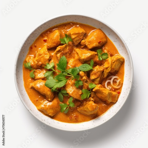 Chicken curry isolated on white background