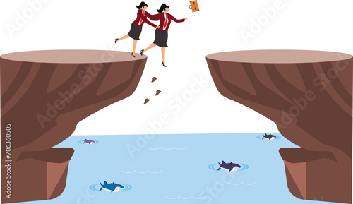 Murder, Cliff, Pushing, Abstract, Accidents and Disasters, Businesswoman