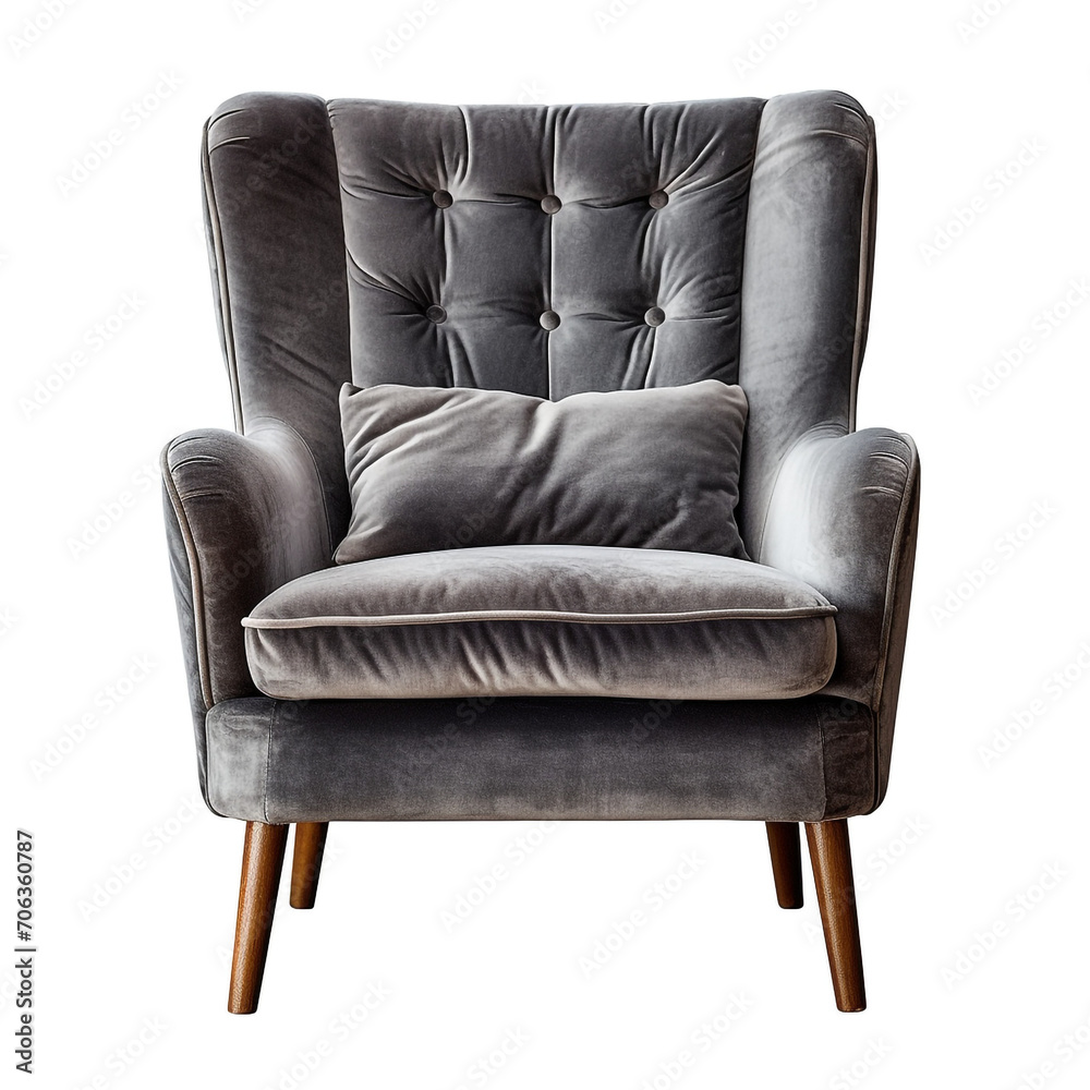 photography of a grey armchair isolated on a transparent background created with Generative Ai photography of a grey armchair isolated on a transparent background created with Generative Ai