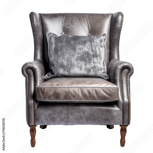 photography of a grey armchair isolated on a transparent background created with Generative Ai