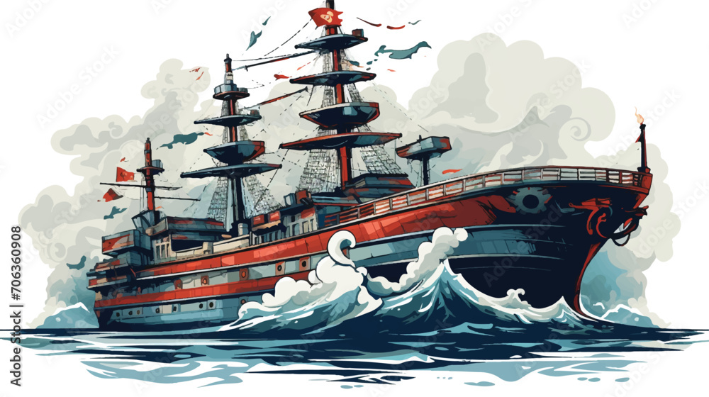 War ship illustration vector