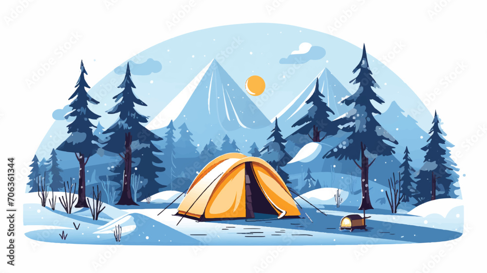 Winter Camping illustration vector