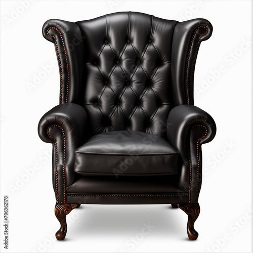 photography of a black armchair isolated on a transparent background created with Generative Ai