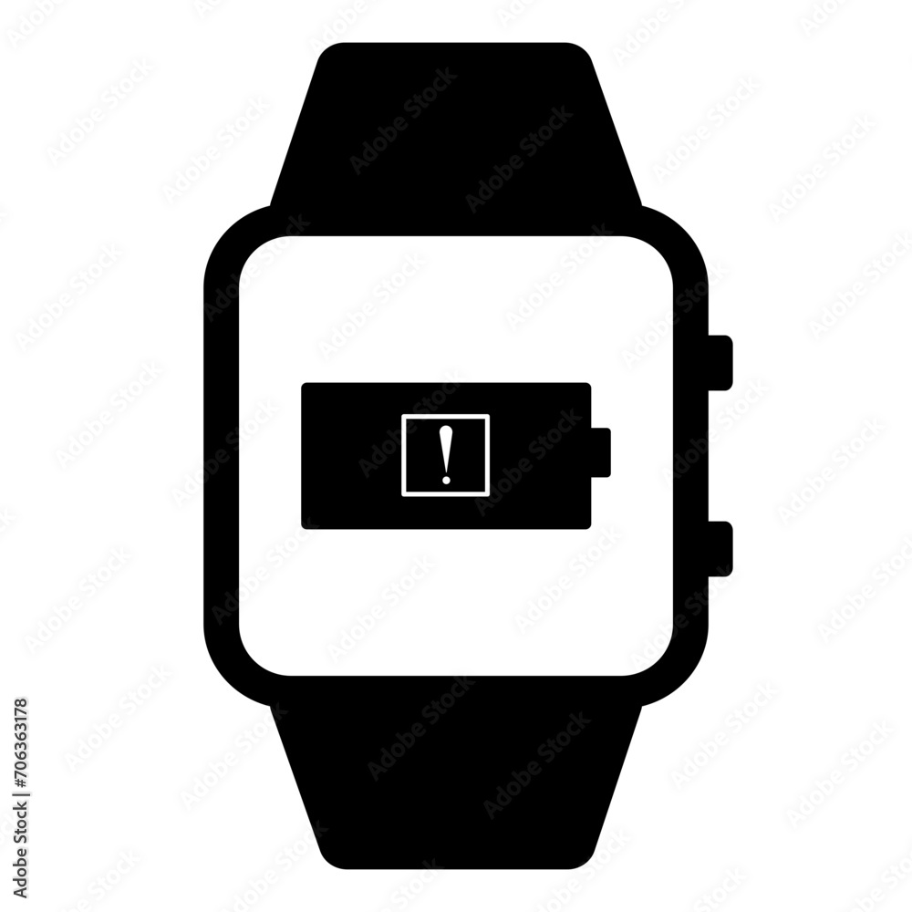 Smartwatch Battery Filled Icon | Exclamation Mark Symbol | Mobile Battery Smartwatch Battery Filled Icon | Exclamation Mark Symbol | Mobile Battery