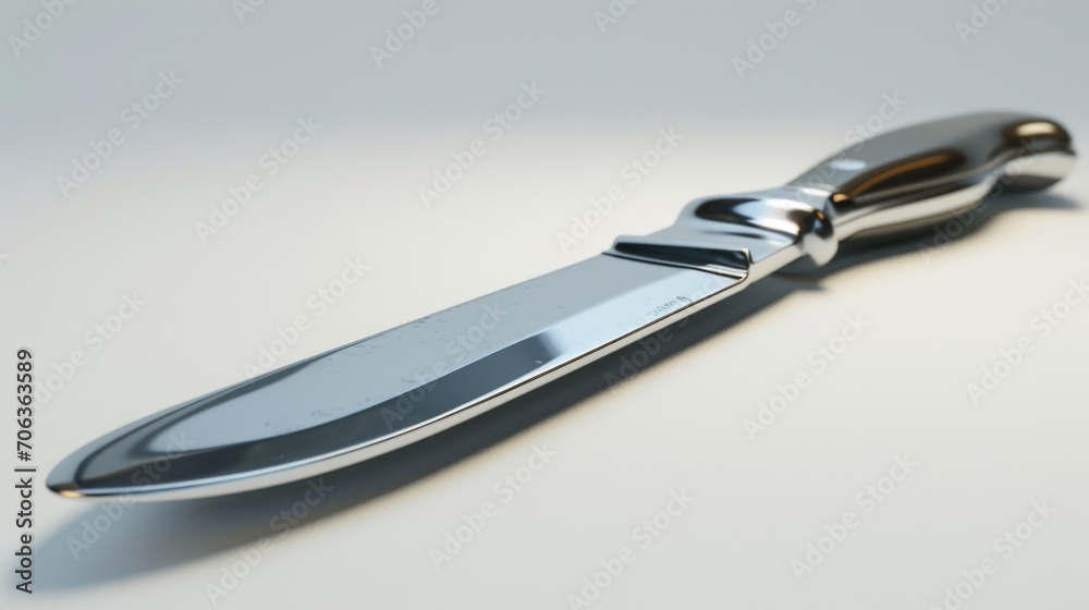 A knife resting on a table, suitable for various purposes A knife resting on a table, suitable for various purposes