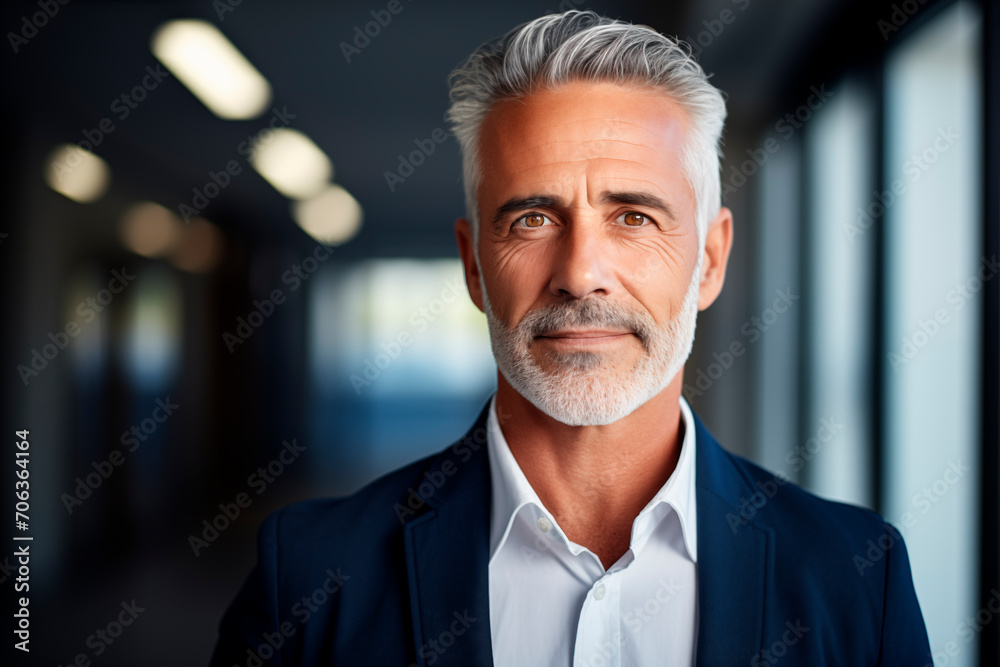 Portrait of a mature, smiling man in a suit, conveying confidence and professional leadership. Portrait of a mature, smiling man in a suit, conveying confidence and professional leadership.