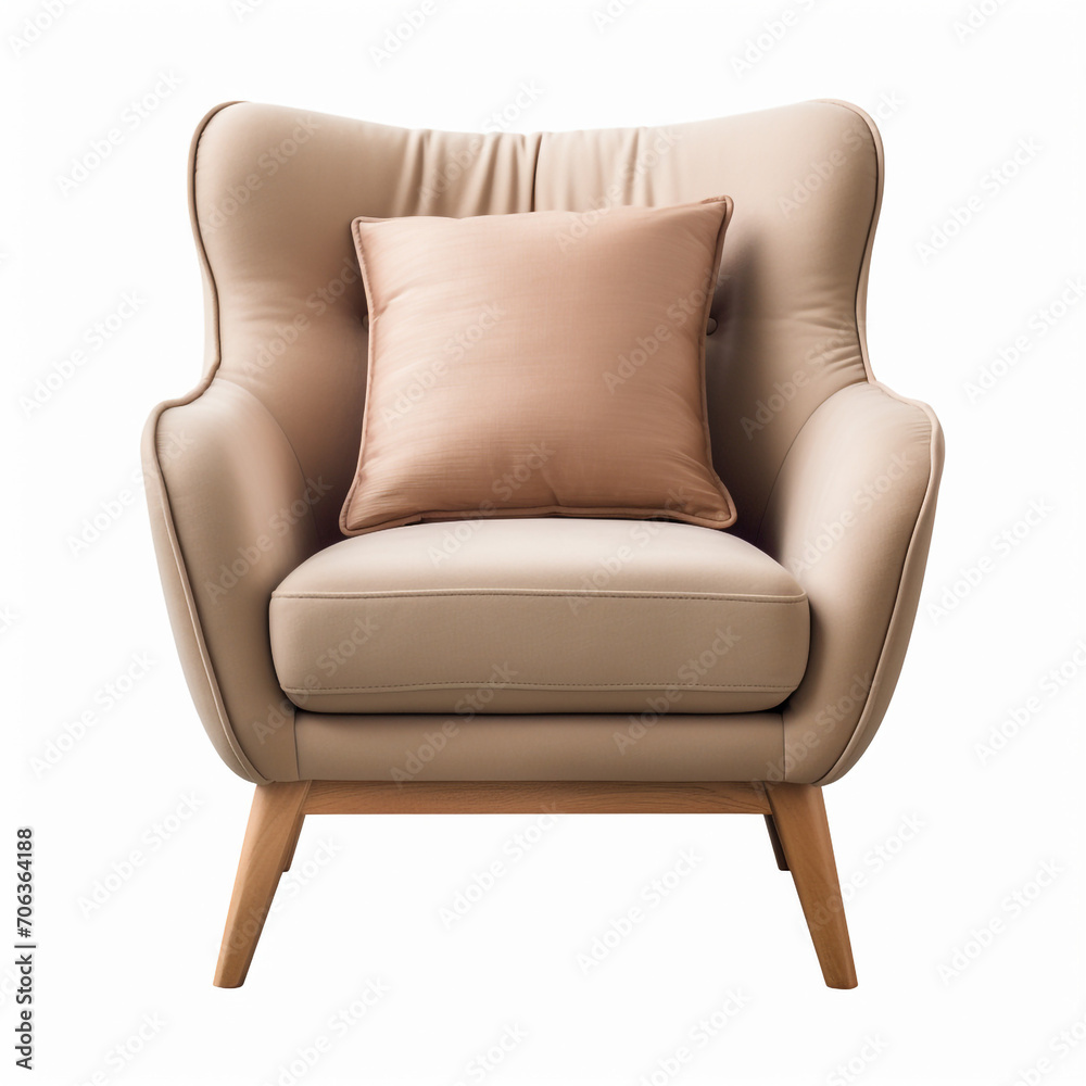 Fototapeta premium photography of a beige armchair isolated on a transparent background created with Generative Ai