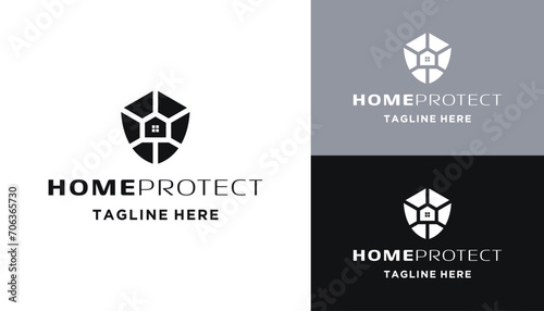 Protection Shield with Simple Residential House Logo Design