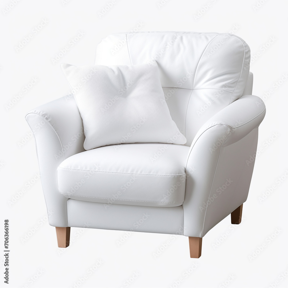 photography of a white armchair isolated on a transparent background created with Generative Ai