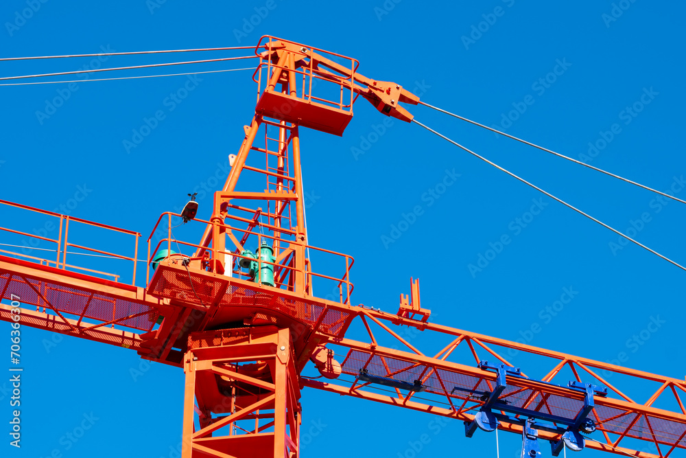 Construction crane in a district of new apartment buildings in Madrid Construction crane in a district of new apartment buildings in Madrid