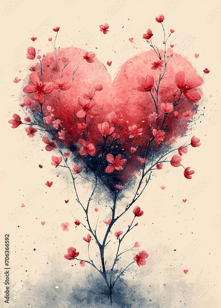 heart with flowers, Valentine's Day Card