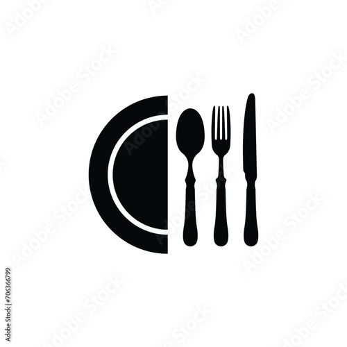 plate fork spoon knife icon vector