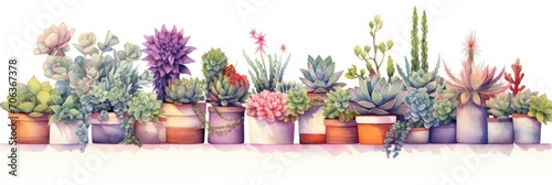 succulent in a white pot on a white background isolated banner