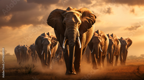 Majestic _elephants walking in a herd