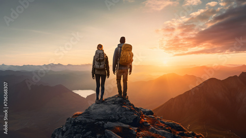 Couple of man and woman hikers