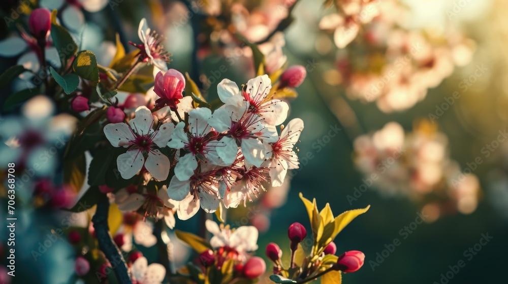 Obraz premium A close-up shot of a bunch of flowers growing on a tree. Perfect for nature enthusiasts and garden lovers