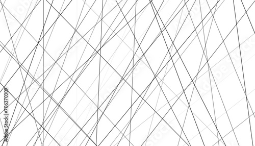 Chaotic abstract lines abstract geometric pattern background. Vector black diagonal crossed lines for modern contemporary art backdrop white design template