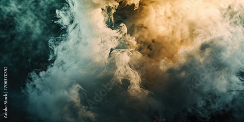 A close-up view of a cloud of smoke. This image can be used to depict various concepts such as mystery, pollution, fire, or atmospheric effects © Fotograf