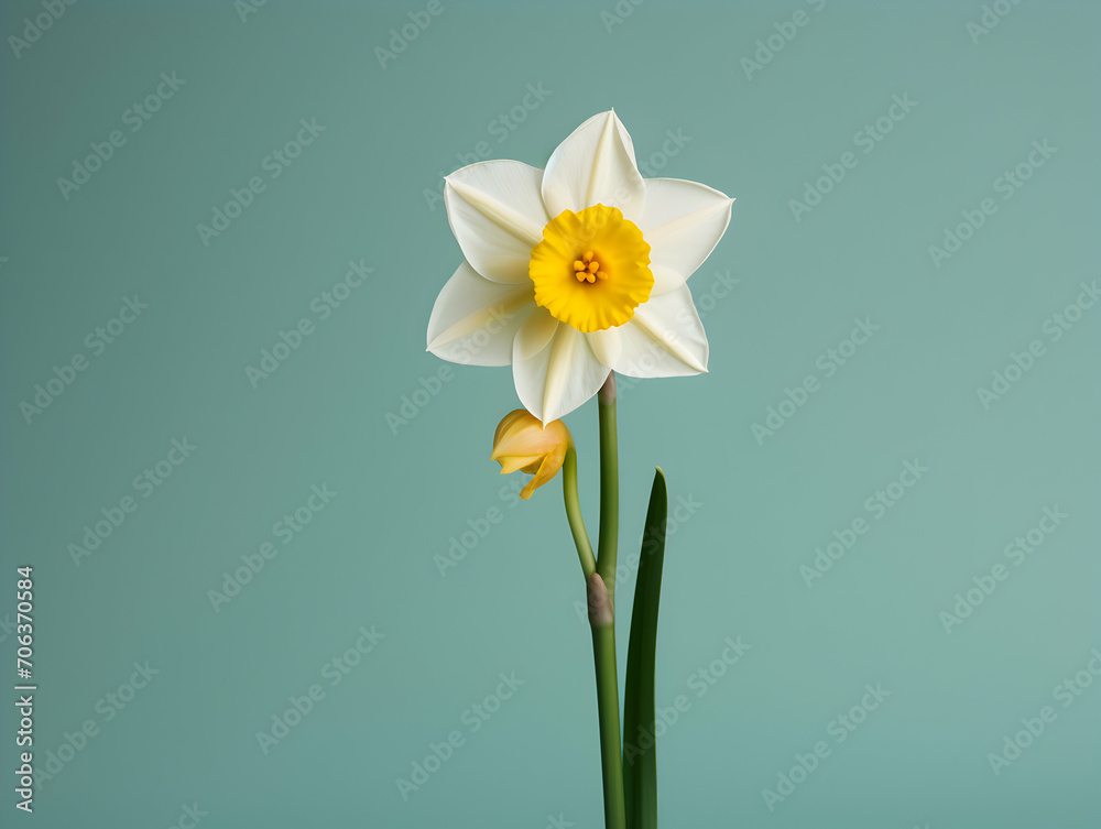 Fototapeta premium Narcissus flower in studio background, single Narcissus flower, Beautiful flower images