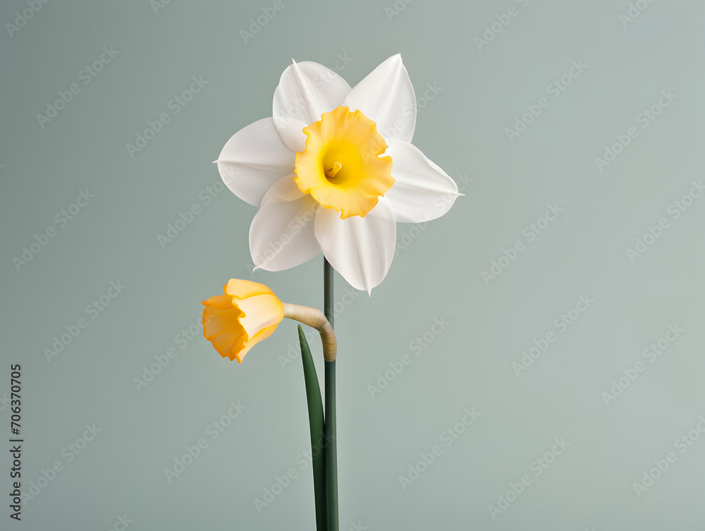 Obraz premium Narcissus flower in studio background, single Narcissus flower, Beautiful flower images