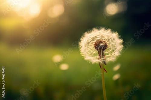 beautiful realistic Dandelion flowers in the field generative ai