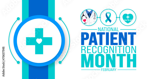 February is National Patient Recognition Month background template. Holiday concept. background, banner, placard, card, and poster design template with text inscription and standard color. vector 