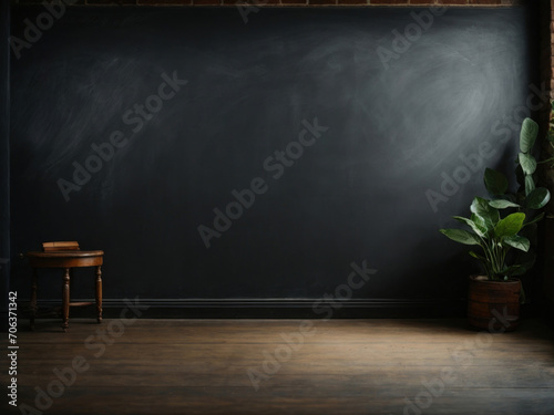 blank black chalkboard background. Generative AI © sunil