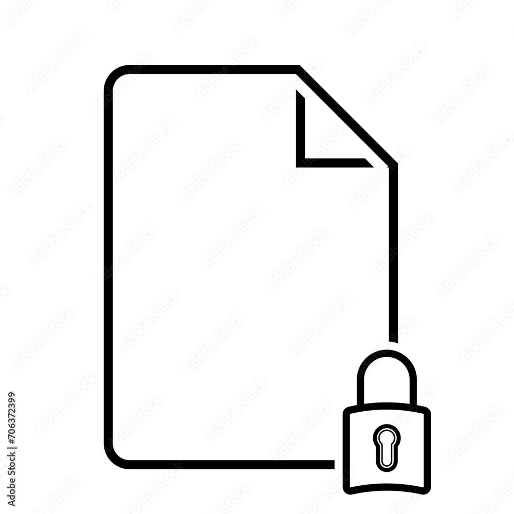 File with lock line icon. Protection, security, data, information, password, key, computer, corporation. Vector icon for business and advertising File with lock line icon. Protection, security, data, information, password, key, computer, corporation. Vector icon for business and advertising