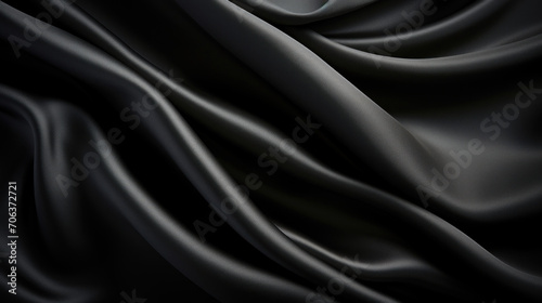 Luxurious black satin fabric with a smooth, elegant texture.